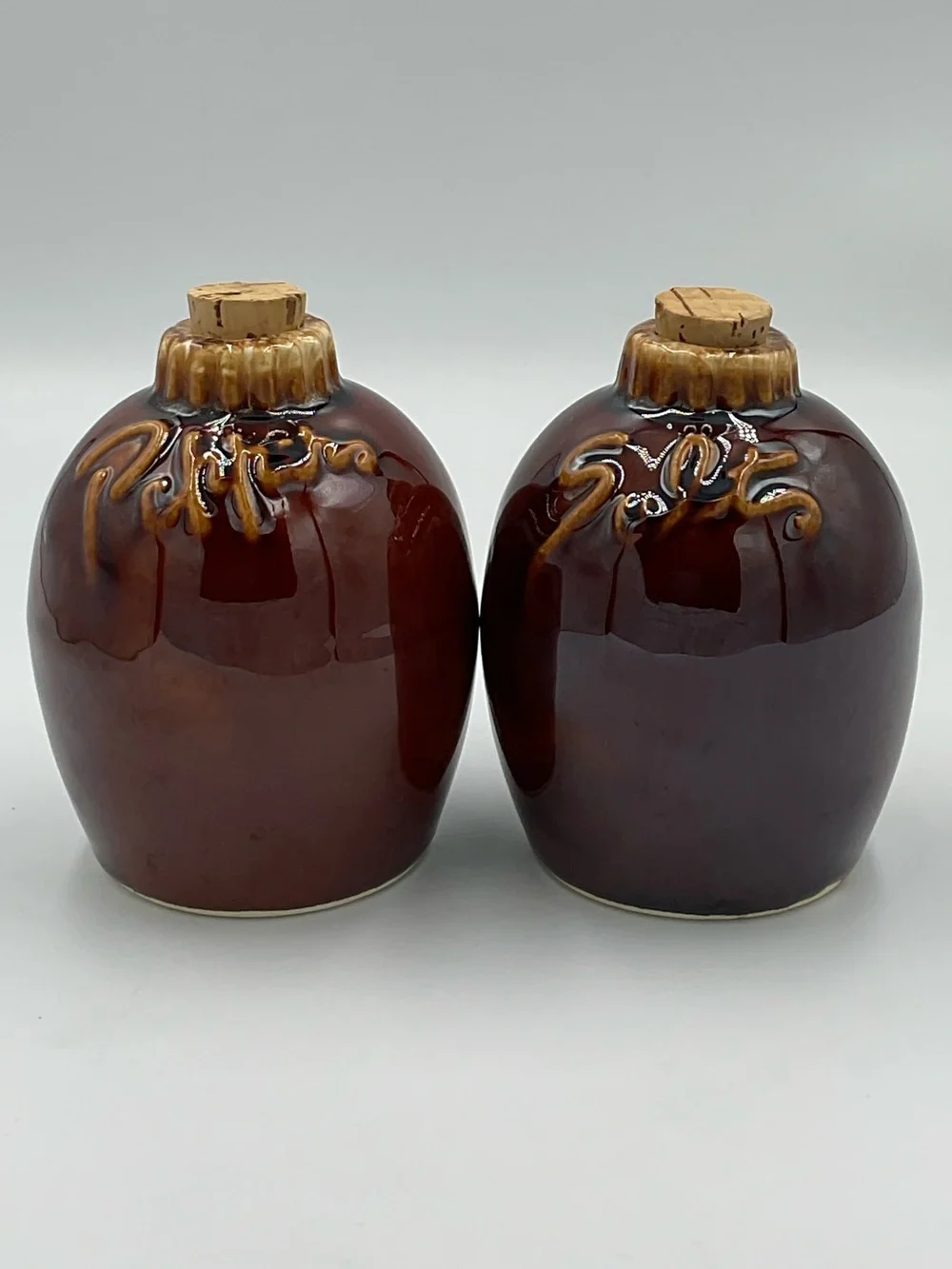 Vintage Hull Brown Drip “Jug” Salt & Pepper Shakers